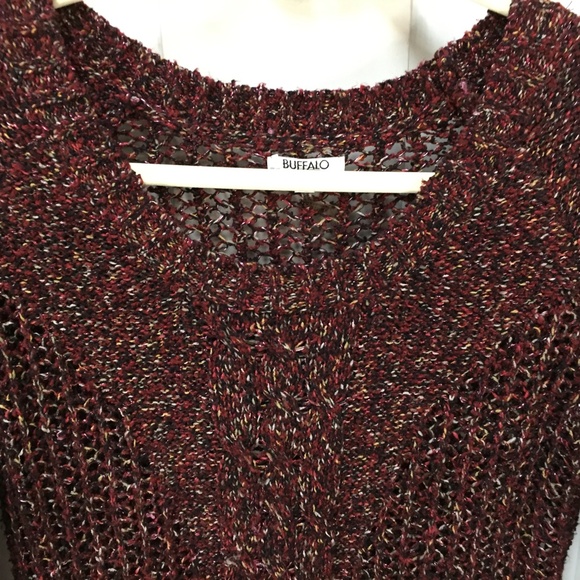 Buffalo David Bitton Red Open Knit Sweater w/ Subtle Sparkle - Picture 5 of 16